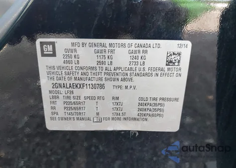 2015 Chevrolet Equinox Ls from USA, damaged, VIN 2GNALAEKXF1130786